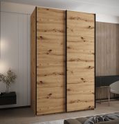 Penderie / Armoire à portes coulissantes / 2 portes coulissantes / 2 tringles à vêtements / 245,5 x 160 x 64 cm / 6 étagères / 11 compartiments / Couleur : Chêne Artisan