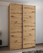 Armoire / Armoire à portes coulissantes | 245,5 x 160 x 64 cm | 11 compartiments | 2 portes coulissantes | 2 tringles à vêtements | Bords protégés par de l'ABS | Couleur : chêne Artisan
