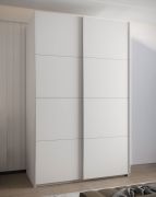 Penderie / Armoire à portes coulissantes / 245,5 x 160 x 64 cm / 2 portes coulissantes / 2 tringles à vêtements /Soft-Close / 11 compartiments / Couleur : Blanc / 6 étagères