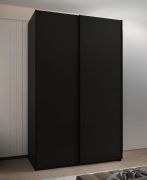 Penderie / Armoire à portes coulissantes / 6 étagères / 11 compartiments / 245,5 x 150 x 64 cm / 2 tringles à vêtements / Soft-Close / Couleur : Noir / 2 portes coulissantes