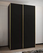 Penderie / Armoire à portes coulissantes / 2 portes coulissantes / 2 tringles à vêtements / 245,5 x 160 x 64 cm / 11 compartiments / 6 étagères / Couleur : Noir / Soft-Close