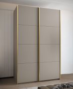 Penderie / Armoire à portes coulissantes / 2 tringles à vêtements / 245,5 x 160 x 64 cm / 2 portes coulissantes / 11 compartiments / 6 étagères / Couleur : Cachemire / Soft-Close