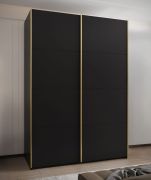 Armoire / Armoire à portes coulissantes | 2 tringles | 2 portes coulissantes | 245,5 x 170 x 64 cm | 11 compartiments | 10 étagères | Fermeture en douceur | Couleur : noir