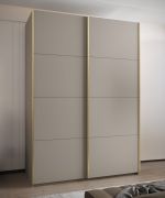 Penderie / Armoire à portes coulissantes / 6 étagères / 245,5 x 170 x 64 cm / 11 compartiments / 2 tringles à vêtements / 2 portes coulissantes / Couleur : Cachemire / Soft-Close