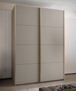 Penderie / Armoire à portes coulissantes / Bords ABS / 11 compartiments / 245,5 x 170 x 64 cm / 6 étagères / 2 tringles à vêtements / 2 portes coulissantes / Couleur : Cachemire