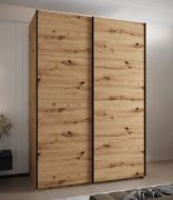Armoire à portes coulissantes / Penderie / 2 portes coulissantes / 2 tringles à vêtements / 245,5 x 180 x 64 cm /11 compartiments / 6 étagères / Couleur : Chêne Artisan
