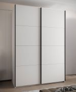 Penderie / Armoire à portes coulissantes / 245,5 x 180 x 64 cm / 2 tringles à vêtements / 2 portes coulissantes / 11 compartiments / 6 étagères / Soft-Close / Couleur : Blanc
