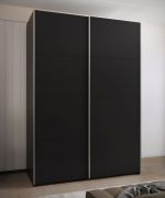 Armoire à portes coulissantes / Penderie / 2 tringles à vêtements / 245,5 x 180 x 64 cm / 2 portes coulissantes / 11 compartiments / 6 étagères / Couleur : Noir / Soft-Close