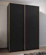 Armoire / Armoire à portes coulissantes | 2 tringles à vêtements | Portes coulissantes | 245,5 x 180 x 64 cm | 11 compartiments | 10 étagères | Fermeture en douceur | Couleur : noir