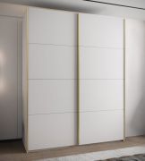 Penderie / Armoire à portes coulissantes / 245,5 x 190 x 64 cm / 2 portes coulissantes / 2 tringles à vêtements / 11 compartiments / 6 étagères / Couleur : Blanc / Soft-Close