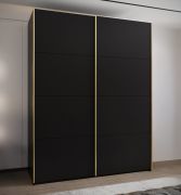Penderie / Armoire à portes coulissantes / 245,5 x 190 x 64 cm / 2 portes coulissantes / 2 tringles à vêtements / 6 étagères / 11 compartiments / Couleur : Noir / Soft-Close