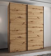 Penderie / Armoire à portes coulissantes / 245,5 x 200 x 64 cm / 11 compartiments / 6 étagères / 2 tringles à vêtements / 2 portes coulissantes / Couleur : Chêne Artisan