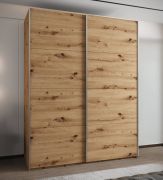 Penderie / Armoire à portes coulissantes / 2 portes coulissantes / 2 tringles à vêtements / 245, x 200 x 64 cm / 11 compartiments / 6 étagères / Couleur : Chêne Artisan