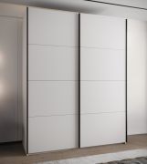 Penderie / Armoire à portes coulissantes / 245,5 x 200 x 64 cm / 6 étagères / 11 compartiments /2 tringles à vêtements / 2 portes coulissantes / Couleur : Blanc / Soft-Close