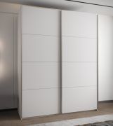 Penderie / Armoire à portes coulissantes / 245,5 x 200 x 64 cm / 2 portes coulissantes / 2 tringles à vêtements / 11 compartiments / 6 étagères / Couleur : Blanc / Soft-Close