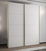Penderie / Armoire à portes coulissantes / 245,5 x 140 x 64 cm / 2 tringles à vêtements / 2 portes coulissantes / Soft-Close / 11 compartiments / 6 étagères / Couleur : Blanc