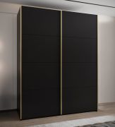 Penderie / Armoire à portes coulissantes / 6 étagères / 245,5 x 200 x 64 cm / 11 compartiments / 2 portes coulissantes / 2 tringles à vêtements / Couleur : Noir / Soft-Close