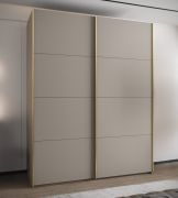 Armoire / Armoire à portes coulissantes | 11 compartiments | 245,5 x 200 x 64 cm | 10 étagères | 2 tringles à vêtements | 2 portes coulissantes | Couleur : cachemire | Fermeture en douceur