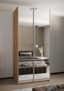 Penderie / Armoire à portes coulissantes / 6 compartiments / 245,5 x 100 x 64 cm /2 tringles à vêtements / 6 étagères / 2 portes coulissantes / Couleur : Chêne Artisan