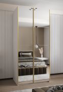 Penderie / armoire à portes coulissantes / 2 tringles à vêtements / 2 portes coulissantes / 6 compartiments / 6 étagères / 245,5 x 100 x 64 cm / Couleur : Blanc / Soft-Close