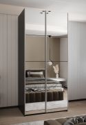 Penderie / Armoire à portes coulissantes / 2 portes coulissantes / 245,5 x 100 x 64 cm / 2 tringles à vêtements / 6 compartiments / 6 étagères / Couleur : Noir / Soft-Close