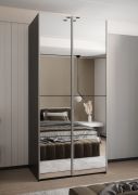 Penderie / Armoire à portes coulissantes/ Soft-Close / 245,5 x 110 x 64 cm / 6 tringles à vêtements / 2 portes coulissantes / 6 compartiments /2 tringles à vêtements / Couleur : Noir