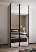 Penderie / Armoire à portes coulissantes / 245,5 x 110 x 64 cm / 6 compartiments / 2 tringles à vêtements / Soft-Close / 2 portes coulissantes / Couleur : Cachemire / 6 étagères