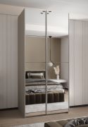 Penderie / Armoire à portes coulissantes / 6 étagères / 6 compartiments / 245,5 x 110 x 6 cm / 2 portes coulissantes / 2 tringles à vêtements / Couleur : Cachemire / Soft-Close