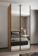 Penderie / Armoire à portes coulissantes / Soft-Close / 2 tringles à vêtements / 245,5 x 120 x 64 cm / 2 portes coulissantes / 6 étagères / Couleur : Chêne Artisan