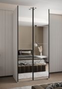 Penderie / armoire à portes coulissantes /245,5 x 120 x 64 cm / 6 compartiments / 6 étagères / 2 tringles à vêtements / 2 portes coulissantes / Couleur : Blanc / Soft-Close