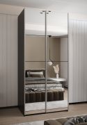 Penderie / armoire à portes coulissantes / 6 compartiments / Soft-Close / 245,5 x 120 x 64 cm / 6 étagères / 2 tringles à vêtements / 2 portes coulissantes / Couleur : Noir