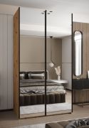 Penderie / Armoire à portes coulissantes / 245,5 x 120 x 64 cm / 2 tringles à vêtements / 2 portes coulissantes / 6 étagères / Soft-Close / Couleur : Chêne Artisan
