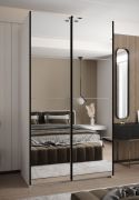 Penderie / Armoire à portes coulissantes / Soft-Close / 6 compartiments / 2 portes coulissantes / 6 étagères / 2 tringles à vêtements / Couleur : Blanc / 245,5 x 120 x 64 cm