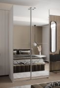 Armoire à portes coulissantes / Penderie / 245,5 x 120 x 64 cm/ 2 tringles à vêtements / 2 portes coulissantes / ABS protection des bords / 6 compartiments / Couleur : Blanc / Soft-Close