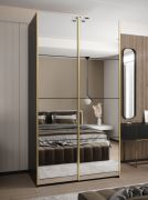 Penderie / Armoire à portes coulissantes / ABS protection des bords / 2 tringles à vêtements / 245,5 x 130 x 64 cm / Couleur : Noir / 6 compartiments / 2 portes coulissantes