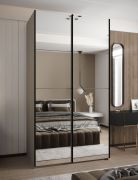 Penderie / Armoire à portes coulissantes / 245,5 x 130 x 64 cm / 2 tringles à vêtements / Soft-Close / 2 portes coulissantes / Couleur : Cachemire / 6 compartiments