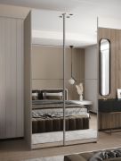Penderie / Armoire à portes coulissantes / 245,5 x 130 x 64 cm / 2 tringles à vêtements / 2 portes coulissantes / Miroir / Couleur : Cachemire / ABS protection des bords