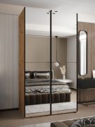 Penderie / Armoire à portes coulissantes / 245,5 x 140 x 64 cm / 2 tringles à vêtements / 2 portes coulissantes / Miroir / ABS protection des bords / Couleur : Chêne Artisan