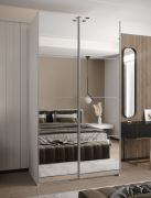Penderie / Armoire à portes coulissantes / ABS protection des bords / 2 tringles à vêtements / 245,5 x 140 x 64 cm / 2 portes coulissantes /Couleur : Blanc / Miroir / Soft-Close