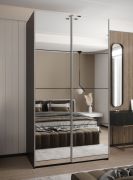 Penderie / Armoire à portes coulissantes / Miroir / 2 tringles à vêtements / Soft-Close / 245,5 x 140 x 64 cm / 2 portes coulissantes / 6 compartiments / Couleur : Noir