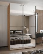 Penderie / Armoire à portes coulissantes / Couleur : Chêne Artisan /245,5 x 160 x 64 cm / 11 compartiments / 2 tringles à vêtements / 2 portes coulissantes / Soft-Close / Chants ABS