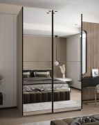 Penderie / Armoire à portes coulissantes / Soft-Close / 11 compartiments / 245,5 x 160 x 64 cm / 2 tringles à vêtements / Couleur : Cachemire / 2 portes coulissantes / Miroir