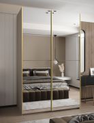Penderie / Armoire à portes coulissantes / 11 compartiments / Miroir / 245,5 x 160 x 64 / Couleur : Cachemire / 2 tringles à vêtements / 2 Portes coulissantes / Soft-Close