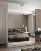 Penderie / Armoire à portes coulissantes / 11 compartiments / 245,5 x 170 x 64 cm / Miroir / Couleur : blanc / 2 tringles à vêtements / 2 portes coulissantes / 11 compartiments