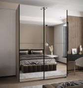 Penderie / Armoire à portes coulissantes / 245,5 x 180 x 64 cm / Couleur : Cachemire / 2 tringles à vêtements / Soft-Close / 11 compartiments / 2 Portes coulissantes / Miroir