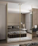 Penderie / Armoire à portes coulissantes / 11 compartiments / Soft-Close / 245,5 x 180 x 64 cm / Couleur : Cachemire / 2 portes coulissantes / 2 tringles à vêtements / Miroir