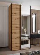 Penderie / Armoire à portes coulissantes / 2 tringles à vêtements / 245,5 x 110 x 64 cm / Miroir / 6 compartiments / 2 portes coulissantes / Couleur : Chêne Artisan / Soft-Close