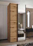 Penderie / Armoire à portes coulissantes / 6 compartiments / Miroir / 245,5 x 120 x 64 cm / 2 tringles à vêtements / Soft-Close / 2 portes coulissantes / Couleur : Chêne Artisan