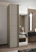 Penderie / Armoire à portes coulissantes / Couleur : Cachemire / Soft-Close / 2 tringles à vêtements / 245,5 x 120 x 64 cm / Miroir / 2 portes coulissantes / 6 compartiments
