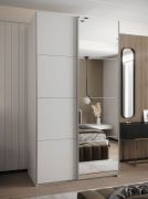 Penderie / Armoire à portes coulissantes / 2 portes coulissantes / 245,5 x 130 x 64 cm / 6 compartiments / Couleur : Blanc / 2 tringles à vêtements / Soft-Close / Miroir